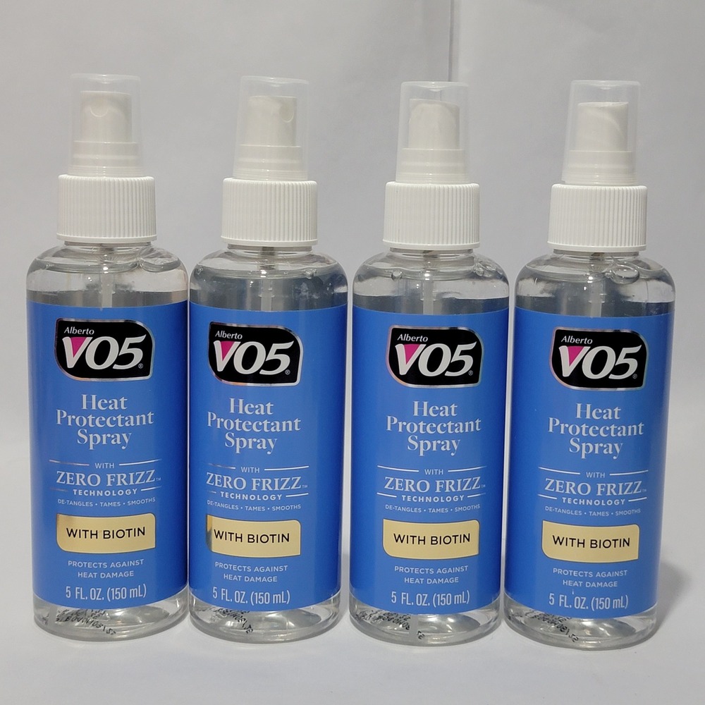 Alberto VO5 Heat Protectant Spray Zero Frizz Biotin 5oz 4 Pack Bundle